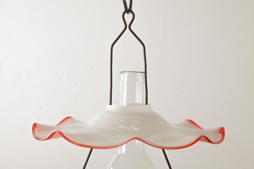 赤縁 フリル ガラス ヴィンテージ ペンダントライト 赤縁 フリル ガラス ヴィンテージ ペンダントライト