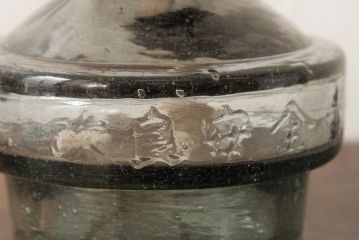 アンティーク雑貨　レトロ雑貨　3分芯　赤縁フリルガラスシェードのオイルランプ(吊り下げランプ)(R-039115)