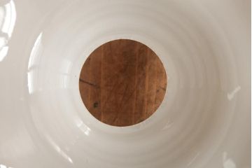 アンティーク雑貨　レトロ雑貨　3分芯　赤縁フリルガラスシェードのオイルランプ(吊り下げランプ)(R-039115)