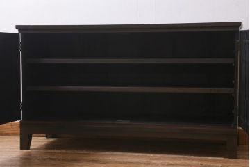 アンティーク家具　昭和初期　リメイク品　前面縞黒檀　上品かつシックな雰囲気を醸し出すサイドボード(収納棚、キャビネット、テレビ台)(R-039126)