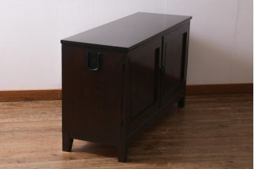 アンティーク家具　昭和初期　リメイク品　前面縞黒檀　上品かつシックな雰囲気を醸し出すサイドボード(収納棚、キャビネット、テレビ台)(R-039126)