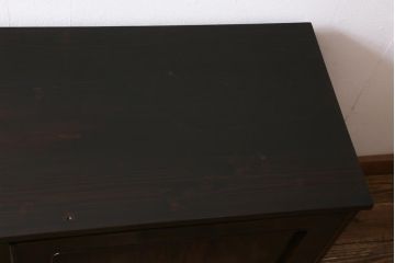 アンティーク家具　昭和初期　リメイク品　前面縞黒檀　上品かつシックな雰囲気を醸し出すサイドボード(収納棚、キャビネット、テレビ台)(R-039126)