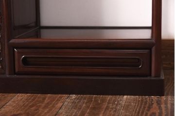 中古　民芸家具　国産指物家具　紫檀(シタン)　漆塗り　上品な佇まいが魅力的な飾り棚(茶棚、違い棚)(R-039131)