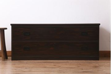 アンティーク家具　昭和初期　縞黒檀　洗練された佇まいが魅力のローチェスト(引き出し、衣装箪笥、ローボード)(R-039132)
