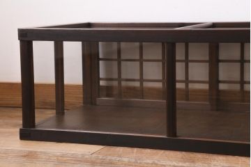 アンティーク家具　大正昭和初期　格子戸が目を惹くレトロな卓上ガラスケース(ショーケース、陳列棚)(R-039133)