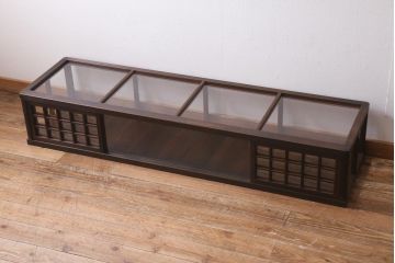 アンティーク家具　大正昭和初期　格子戸が目を惹くレトロな卓上ガラスケース(ショーケース、陳列棚)(R-039133)