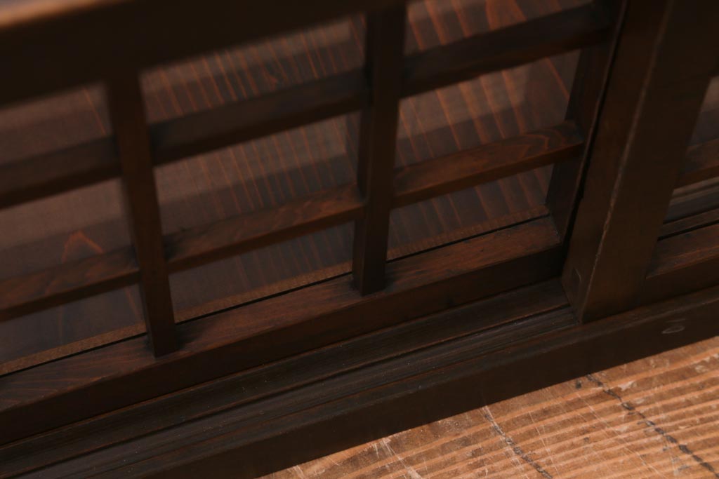 アンティーク家具　大正昭和初期　格子戸が目を惹くレトロな卓上ガラスケース(ショーケース、陳列棚)(R-039133)