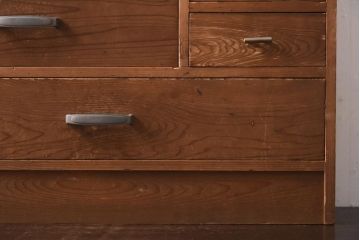 アンティーク家具　昭和初期　杉材　素朴な佇まいが魅力の薄型タイプの小引き出し(卓上収納、小物収納)(R-039136)