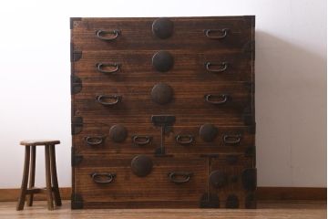 アンティーク家具　和製アンティーク　桐材　渋さ漂う重ねタンス(衣装箪笥、引き出し、桐箪笥、桐たんす)(R-039142)