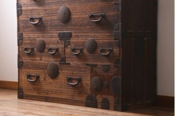 アンティーク家具　和製アンティーク　桐材　渋さ漂う重ねタンス(衣装箪笥、引き出し、桐箪笥、桐たんす)(R-039142)