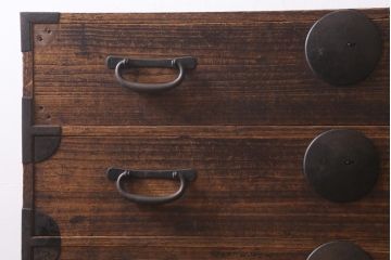 アンティーク家具　和製アンティーク　桐材　渋さ漂う重ねタンス(衣装箪笥、引き出し、桐箪笥、桐たんす)(R-039142)