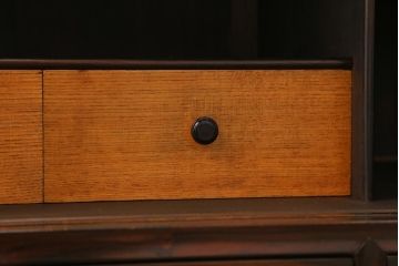 アンティーク家具　黒檀　リメイク　上品な和の雰囲気漂う脚付きローボード(テレビボード、収納棚、リビングボード)(R-039193)