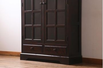 中古　北海道民芸家具　#115　落ち着いた色味のブックケース(本箱、収納棚、戸棚)(R-039194)