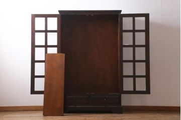 中古　北海道民芸家具　#115　落ち着いた色味のブックケース(本箱、収納棚、戸棚)(R-039194)