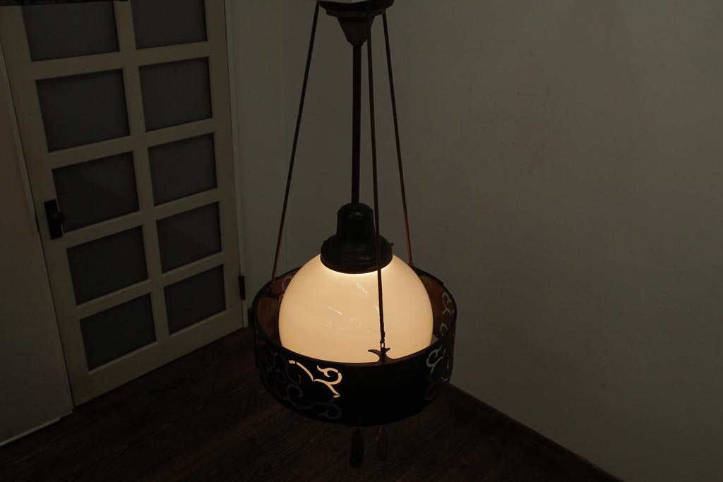 アールデコ　アンティーク　ペンダントライト アールデコ ステンドグラスペンダントランプ｜アンティーク家具・照明