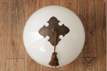 アンティーク照明　激レア!　アールデコ調の装飾が魅力的な球体ガラスのペンダントライト(天井照明、吊り下げ照明)(R-039195)