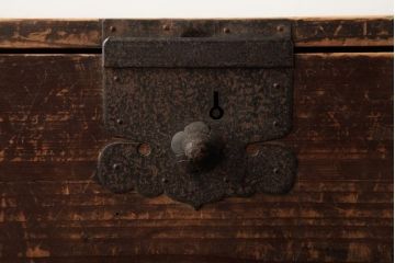 アンティーク家具　明治期　杉材　蛭手型の引き手が付いた趣ある衣装箪笥(時代箪笥、引き出し、チェスト)(R-039196)