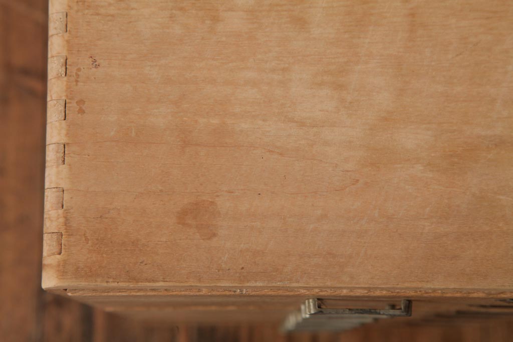 レトロ家具　昭和レトロ　ネームプレート付きの素朴な小引き出し(サイドチェスト、小物収納)(R-039197)