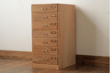 レトロ家具　昭和レトロ　ネームプレート付きの素朴な小引き出し(サイドチェスト、小物収納)(R-039197)