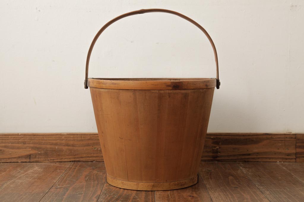 アンティーク民芸品手桶鉄＆木製花入ドライフラワー 木製バケツ型インテリア小物 公式】アンティーク家具ラフジュ工房商品詳細ページ和製