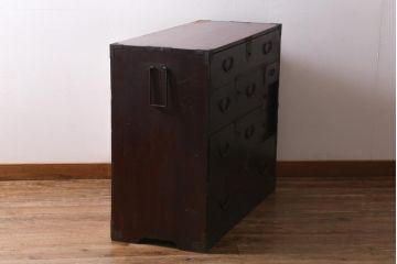 アンティーク家具　和製アンティーク　明治大正期　古い木の質感が味わい深い時代箪笥(衣装箪笥、和箪笥、引き出し、チェスト)(R-039200)