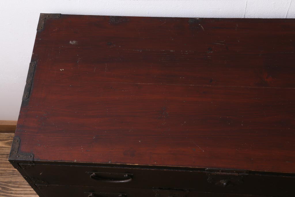 アンティーク家具　和製アンティーク　明治大正期　古い木の質感が味わい深い時代箪笥(衣装箪笥、和箪笥、引き出し、チェスト)(R-039200)