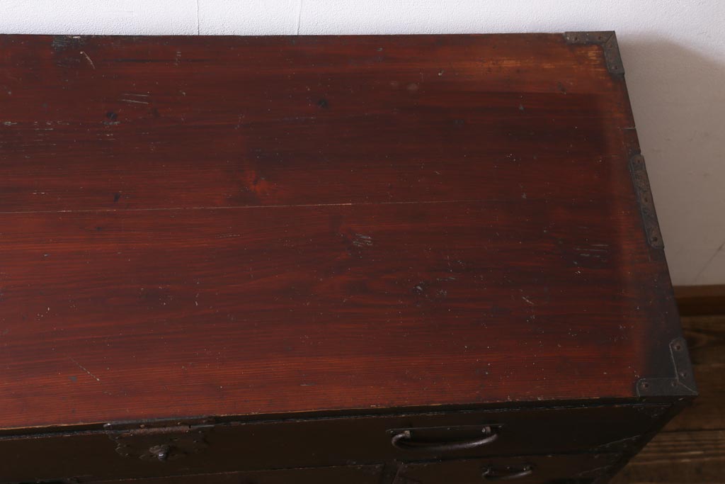 アンティーク家具　和製アンティーク　明治大正期　古い木の質感が味わい深い時代箪笥(衣装箪笥、和箪笥、引き出し、チェスト)(R-039200)