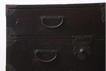 アンティーク家具　和製アンティーク　明治大正期　古い木の質感が味わい深い時代箪笥(衣装箪笥、和箪笥、引き出し、チェスト)(R-039200)