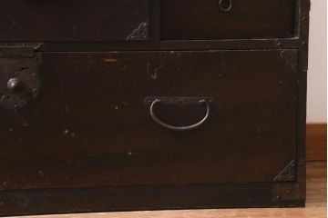 アンティーク家具　和製アンティーク　明治大正期　古い木の質感が味わい深い時代箪笥(衣装箪笥、和箪笥、引き出し、チェスト)(R-039200)