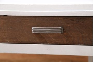 アンティーク家具　昭和中期　レトロな佇まいが可愛らしいペイント文机(座机、片袖)(R-039202)