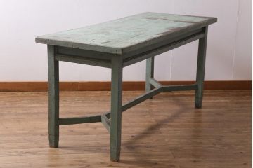 アンティーク家具　和製アンティーク　天板合板　ペイントがおしゃれな作業台(机、コンソールテーブル)(R-039206)