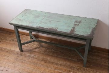 アンティーク家具　和製アンティーク　天板合板　ペイントがおしゃれな作業台(机、コンソールテーブル)(R-039206)