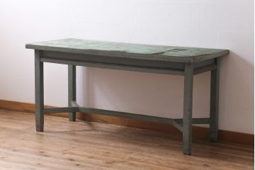 アンティーク家具　和製アンティーク　天板合板　ペイントがおしゃれな作業台(机、コンソールテーブル)(R-039206)
