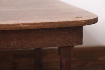 レトロ家具　和製アンティーク　昭和初期　脚の意匠が印象的な角ちゃぶ台(折りたたみテーブル、座卓、ローテーブル)(R-039209)