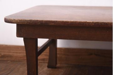 レトロ家具　和製アンティーク　昭和初期　栓材　レトロな雰囲気ただよう角ちゃぶ台(折りたたみテーブル、座卓、ローテーブル)(R-039211)