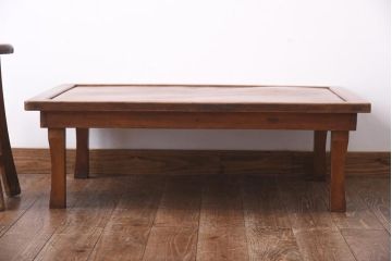 アンティーク家具　和製アンティーク　昭和初期　味わい深い和の空間を演出する角ちゃぶ台(折りたたみテーブル、座卓、ローテーブル)(R-039212)