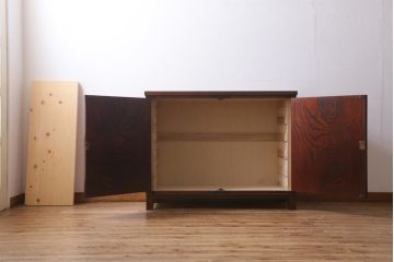 リメイク家具　伝統民芸　岩谷堂箪笥　脚付　和タンスと収納棚の2wayサイドボード(衣装箪笥)(R-039221)