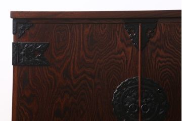 リメイク家具　伝統民芸　岩谷堂箪笥　脚付　和タンスと収納棚の2wayサイドボード(衣装箪笥)(R-039221)