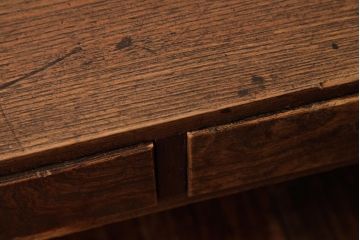 アンティーク家具　和製アンティーク　大正昭和初期　総ケヤキ材　くっきりとした杢目が魅力的な文机(座机、ローテーブル)(R-039229)