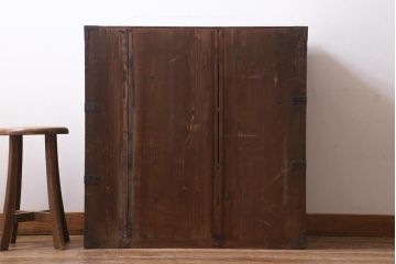 アンティーク家具　和製アンティーク　明治期　三方桐材　古い物ならではの質感が渋さただよう帳場箪笥(時代箪笥、収納棚、桐箪笥、桐たんす)(R-039231)