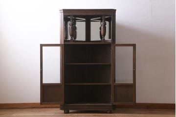 アンティーク家具　大正ロマン　大正昭和初期　上手物!洋館で使われていたシックなコーナーキャビネット(収納棚)(R-039232)