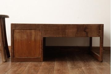 アンティーク家具　昭和初期　使い込まれた味のある風合いが魅力の文机(片袖デスク、在宅ワーク、在宅用座机)(R-039236)