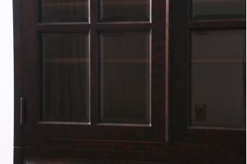 中古　北海道民芸家具　HM160K　落ち着いた色味が魅力の上質なつくりの食器棚(キャビネット、本箱)(R-039240)