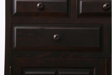 中古　北海道民芸家具　HM160K　落ち着いた色味が魅力の上質なつくりの食器棚(キャビネット、本箱)(R-039240)