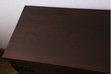 リメイク家具　伝統民芸　岩谷堂箪笥　天板栗材　和箪笥と収納棚の2wayが便利な脚付サイドボード(衣装箪笥、引き出し、収納棚)(R-039244)