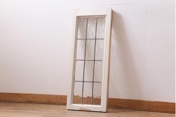 アンティーク建具　イギリスアンティーク　揺らぎが美しいステンドグラスのペイントフィックス窓(明り取り)(R-39247)