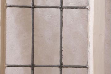 アンティーク建具　イギリスアンティーク　揺らぎが美しいステンドグラスのペイントフィックス窓(明り取り)(R-39247)