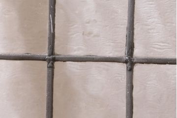アンティーク建具　イギリスアンティーク　揺らぎが美しいステンドグラスのペイントフィックス窓(明り取り)(R-39247)