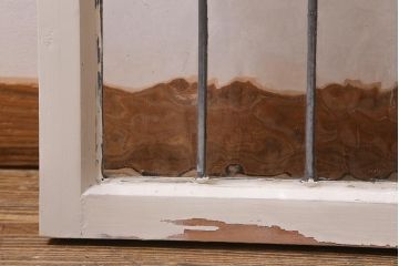 アンティーク建具　イギリスアンティーク　揺らぎが美しいステンドグラスのペイントフィックス窓(明り取り)(R-39247)