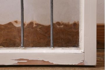 アンティーク建具　イギリスアンティーク　揺らぎが美しいステンドグラスのペイントフィックス窓(明り取り)(R-39247)